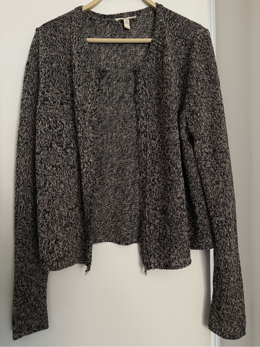 Eileen Fisher Linen Black & White Marled Open-Front Cardigan